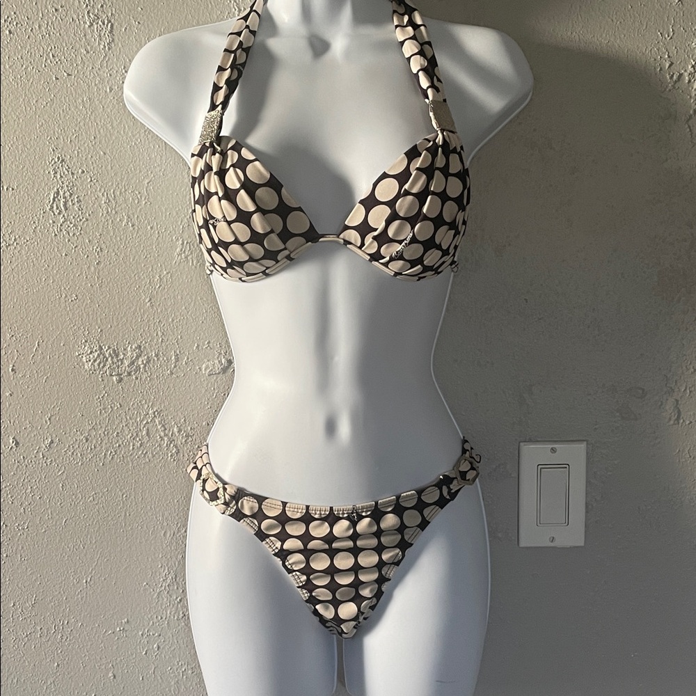 Chic Polka Dot Bikini Set - Black and White